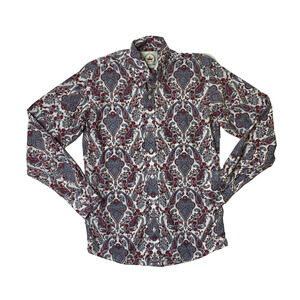 Relco London Shirt Mens M Medium Cotton Paisley Cotton Button Down Long Sleeve